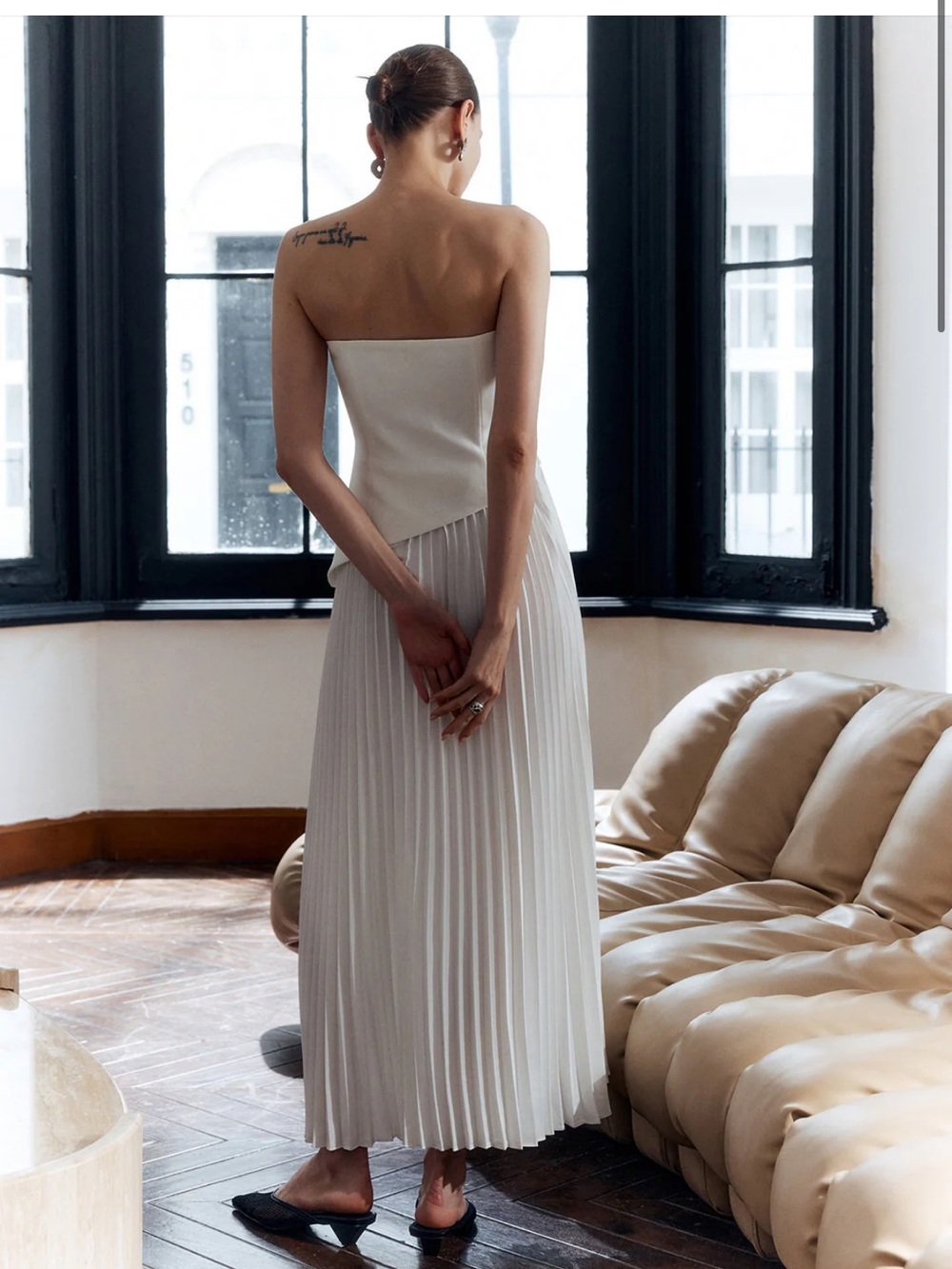 Commense White Pleated Dress - Picture 2 of 5